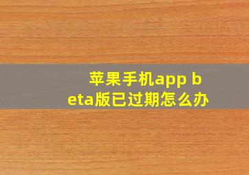 苹果手机app beta版已过期怎么办